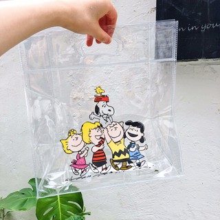 (พร้อมส่ง) กระเป๋าใส PVC ♡ Snoopy &amp; Charlie Brown มี 3 ลาย สุดน่ารัก shopping bag ชาร์ลี บราวน์ และสนูปปี้