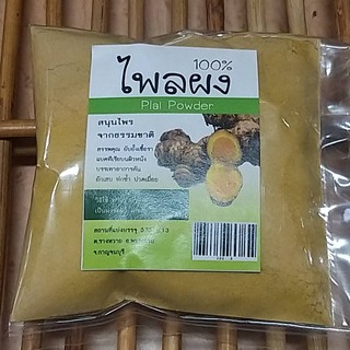 ไพลผง (Plai Powder) 100%  บรรจุ 80 กรัม จากสวนสมุนไพรอินทรีย์ กาญจนบุรี