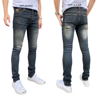 JEANSEXPRESS Mens Skinny กางเกงยีนส์สกินนี่ชายสีฟอกสนิม ป้ายหนังแท้ ยีนส์ยืด สวมใส่สบาย Size 28-36 รับชำระปลายทาง