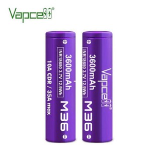 Vapcell M36 3600mAh 3.7V 10A CDR/35A MAX 2ก้อนแถมกระเป๋าใส่ถ่าน