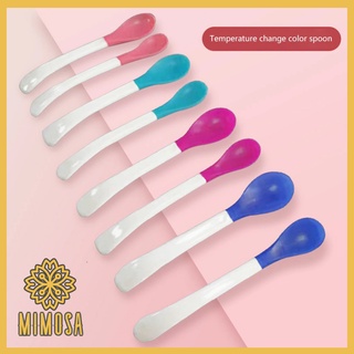 MIMOSA (2 ชิ้น) ช้อนป้อนอาหาร เปลี่ยนสีได้ มี 4 สีปลอดสาร BPA ปลายช้อนนิ่มไม่แตก เหมาะสำหรับเด็ก 3 เดือนขึ้นไป