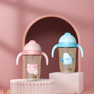 sippy cup 180ml/270ml แก้วน้ำหัดดื่ม กันสำลัก หลอดหัดดูดไม่ดูดไม่ไหล ขวดน้ำเด็กน่ารักทรงเพนกวิน PP/PPSU