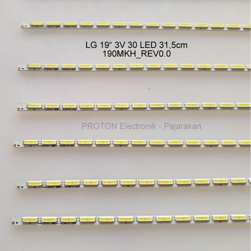 โคมไฟไฟแบ็คไลท์ LG TV 19 นิ้ว 30 LED SMD 3V 31.5 ซม. 45V. 190MKH rev0.0 94V-0 6pin 4mm