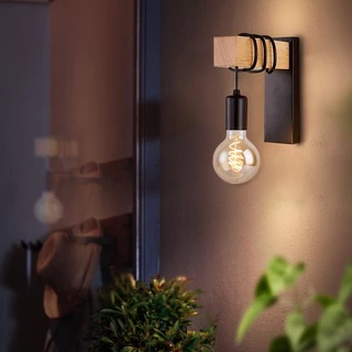 Retro Iron โคมไฟติดผนังไม้ E27 Modern Nordic ในร่ม Sconce โคมไฟติดผนังสำหรับตกแต่งบ้านห้องรับประทานอาหารข้างเตียงโคมไฟห้