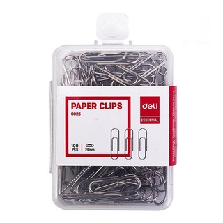 Deli เดลี่ ลวดเสียบ กระดาษ Color Paper Clip ลวดเสียบสี  คลิปเสียบกระดาษ ขนาด 24 mm. 100 ตัว/กล่อง