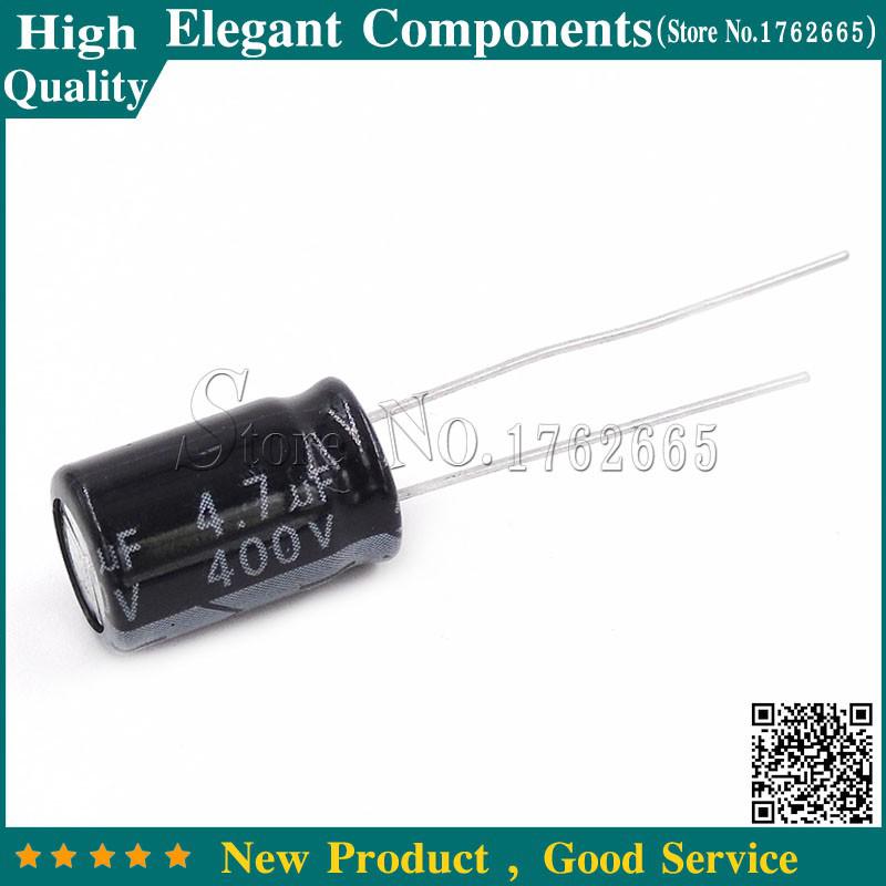 50pcs 400V4.7uf 8*12mm 4.7 uf 4.7 uf 400 V Aluminum Electrolytic Capacitor 400 V / 4.7 uf size 8