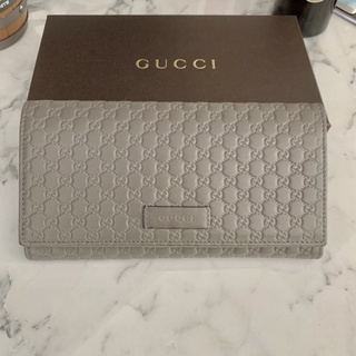 แบรนด์เนมใช้เอง ส่งต่อ | Gucci Micro GG Guccissima Gray Leather Trifold Continental ของใช้เองค่ะ