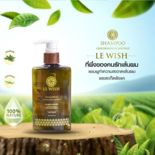 แชมพูสมุนไพรขิงทองพันชั่ง LE WISH Shampoo Ginger Rhinacanthus 250ml.