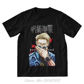 ROUND คอลูกเรือเสื้อยืดแขนสั้น ผ้าฝ้าย พิมพ์ลายมังงะ Jujutsu Kaisen สไตล์ฮาราจูกุ สตรีท สําหรับผู้ชาย-4XL