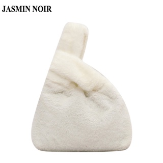 Jasmin Noir กระเป๋าถือกระเป๋าสะพายไหล่แฟชั่นสําหรับสตรีติดขน Tote ขนาดเล็ก