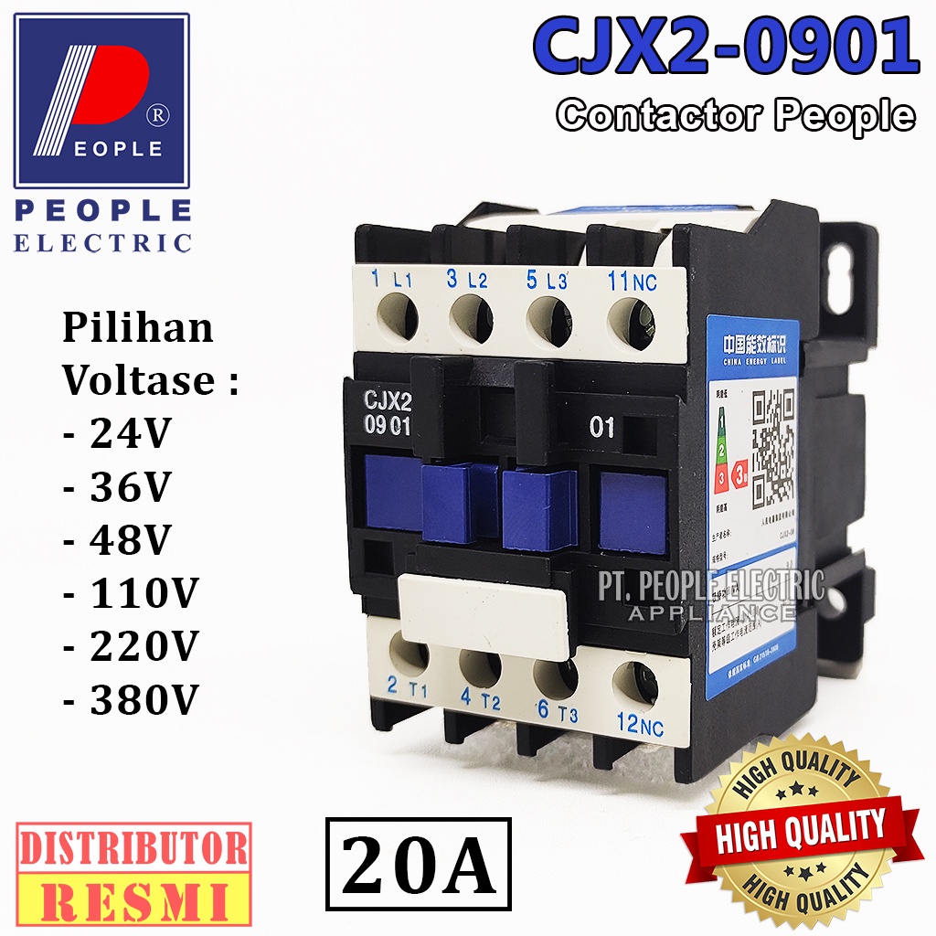 CONTACTOR CJX2-0901-NC PEOPLE AC 24V, 36V, 48V, 110V, 220V, 380V