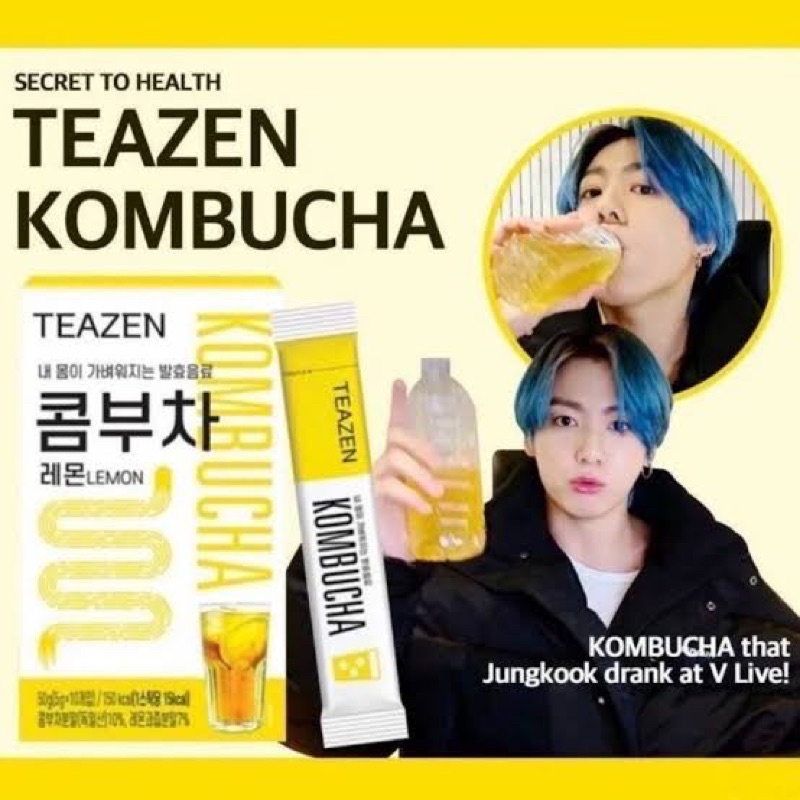 แท้/ส่งไวมาก Teazen Kombucha Lemon ทีเซน คอมบูชา ชาจองกุก 10ซอง ขับถ่ายดี หน้าใส