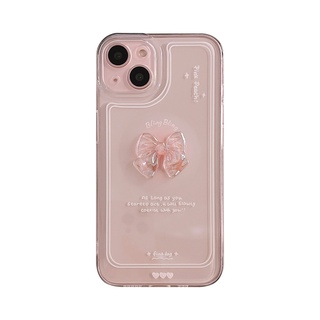 เคสซิลิโคนนิ่ม ประดับโบว์คริสตัล สามมิติ สําหรับ iPhone 14 Pro Max 14Plus 13Pro 11 12 13 Pro Max mini X XS Max XR 7 8 Plus SE