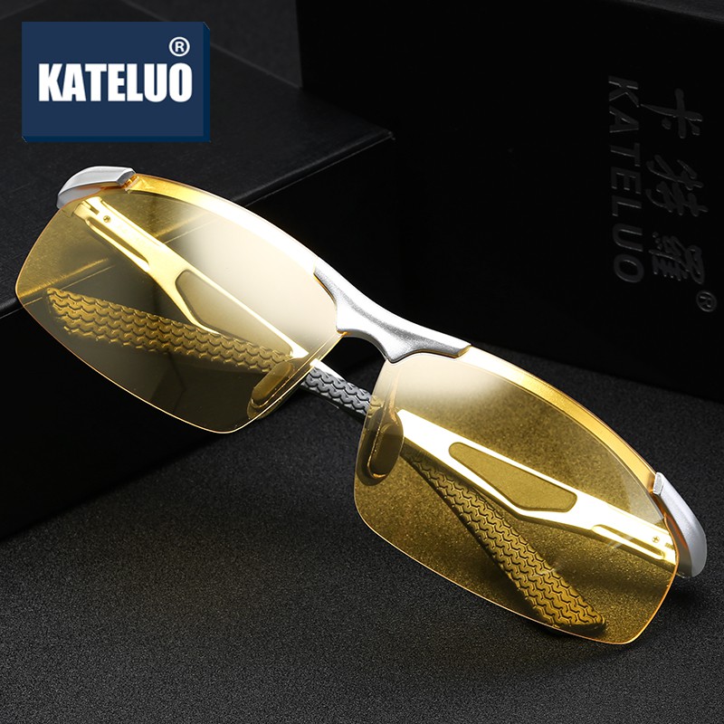 Kateluo 3009 แว่นตากันแดดเลนส์ Polarized มองเห็นที่มืดสําหรับผู้ชายเหมาะกับการขับขี่