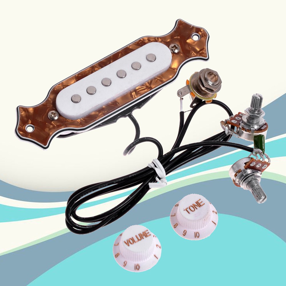 6-string Single Coil Pickup Guitar Soundhole Harness Set with Volume Tone Pots I23