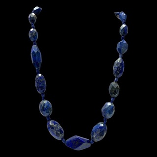 สร้อยคอ หินลาพิสลาซูลี่ หินแท้ธรรมชาติ เจียระไน Natural Faceted Genuine Lapis Lazuli Beads Necklace Gemstone Jewelry