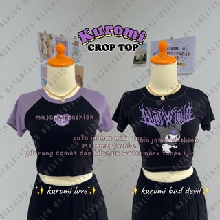 คุณผู้หญิง ® | Kuromi CROP TOP - เสื้อยืด RIB สําหรับผู้หญิง