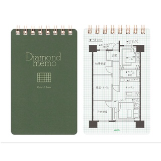 MIDORI [LIMITED EDITION] Diamond Memo Grid 2.5mm Green (D11811006) / Memo pad สันห่วง แบบตาราง 2.5 มิลลิเมตร