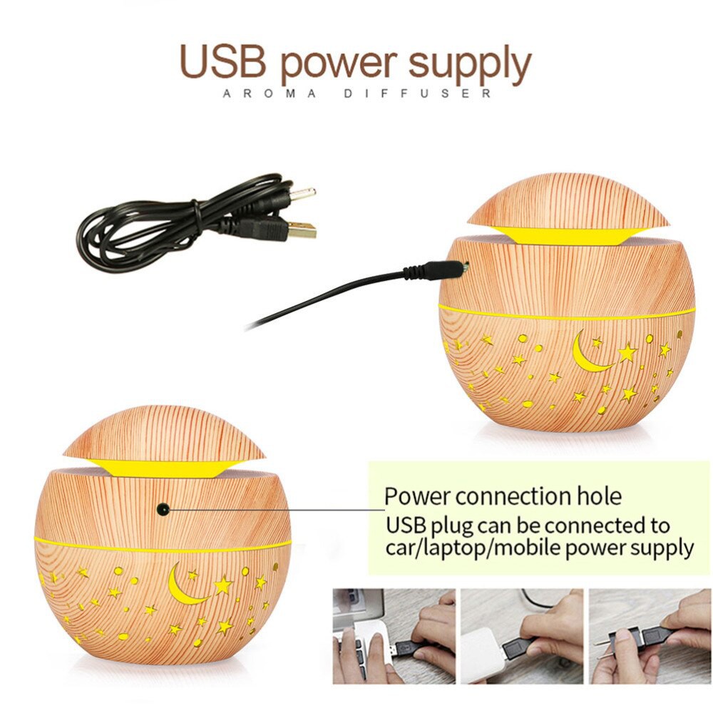 1 Set Home Wood Grain Humidifier Aromatherapy Diffuser Unique Desktop ...