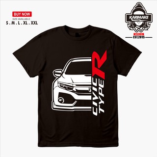 เสื้อยืดผ้าฝ้ายพิมพ์ลายแฟชั่น เสื้อยืด พิมพ์ลายรถยนต์ Honda Civic FC Type R