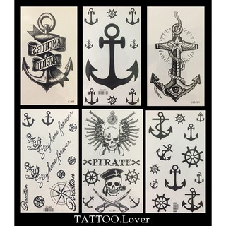 ⚓️แทททูสมอเรือ/พังงา/เข็มทิศ/โจรสลัด🚩Tattoo Sticker สติ๊กเกอร์รอยสักปลอมชั่วคราวกันน้ำได้ ⭐️สวยเหมือนสักจริง