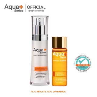 AquaPlus Radiance-Intensive Essence 30 ml. &amp; Enriched-C Serum 15 ml. (สูตรใหม่) ผิวกระจ่างใส ลดริ้วรอย ฝ้ากระจุดด่างดำ