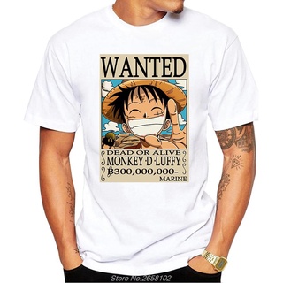 คอลูกเรือเสื้อยืดลําลอง ลายการ์ตูนอนิเมะ One Piece Luffy Wanted Order สไตล์ฮาราจูกุ สําหรับผู้ชาย C88 234145S-5XL