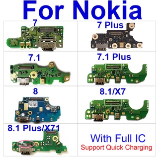 บอร์ดแจ็คชาร์จ USB พร้อมไมโครโฟน สําหรับ Nokia 7 7.1 8 8.1 X7 X71 7Plus 7.1Plus 8.1Plus