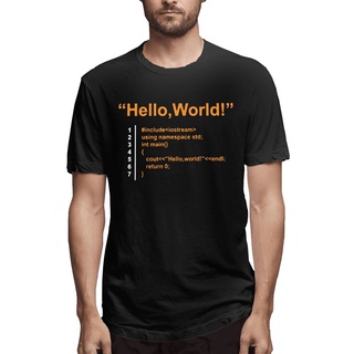 เสื้อยืดวินเทจพร้อมส่ง เสื้อยืด พิมพ์ลาย Hello World ขนาดใหญ่ ของขวัญวันพ่อ สําหรับผู้ชาย AGhnob55HFkahi95S-4XL