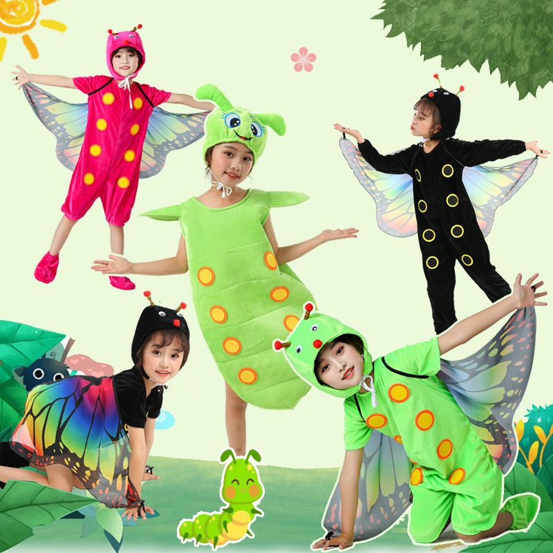 🔥ราคาถูก🔥น่ารัก หนอนผีเสื้อ รูปแบบการ์ตูน ชุดเด็กผู้หญิง 3 ถึง 14 ปี ชุดคริสต์มาส ลายการ์ตูนสัตว์ ชุดเต้นรํา ชุดคอสเพล ชุดคริสมาสเด็กผู้หญิง ชุดเต้น ชุดน่ารักๆ วันเด็ก ชุดคอสเพลย์