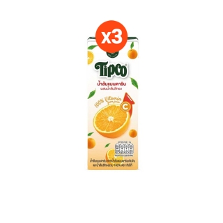 TIPCO น้ำส้มแมนดาริน ผสมน้ำส้มสีทอง 100% ขนาด 225 มล. X3 กล่อง