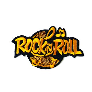 ตัวรีดติดเสื้อ Rock N Roll ร็อก มิวสิค ร็อกเกอร์ สีเหลือง ไบค์เกอร์ งานเท่ห์ๆ ตัวรีด (Size M) อาร์มรีด อาร์มรีดติดเสื้อ