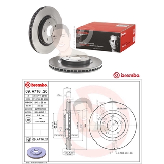 09 A716 21 จานเบรค ล้อ F (ยี่ห้อ BREMBO) รุ่น UV NISSAN X-trail T31 ปี2005-&gt;