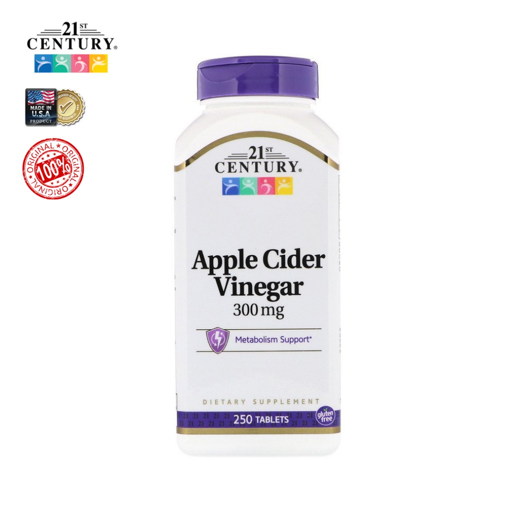 [พร้อมส่ง] 21st Century, Apple Cider Vinegar แอปเปิ้ล ไซเดอร์ น้ำส้มสายชูหมัก 300 mg (250 เม็ด)