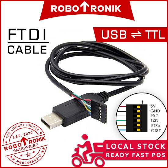 สาย FTDI - ตัวแปลง USB เป็น TTL Serial FT232 (TX/RX) UART (Programmer Arduino Pro, Pro Mini, LilyPad