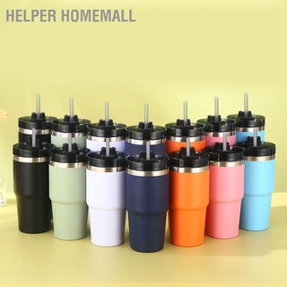 Helper Homemall แก้วกาแฟสเตนเลส พร้อมหลอดดูด ให้ความอบอุ่น และเย็น สําหรับบ้าน และออฟฟิศ