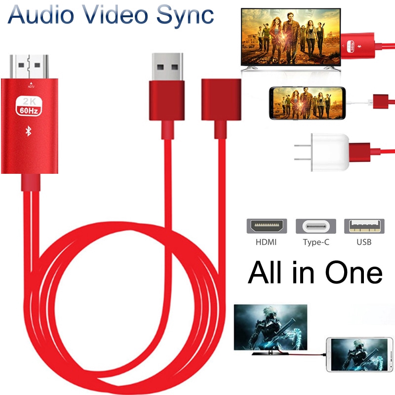 Bluetooth Usb To Hdmi Mirror Cast Cable Audio Video Adapter For Iphone Android To Tv Projector Hyzg Shopee Thailand