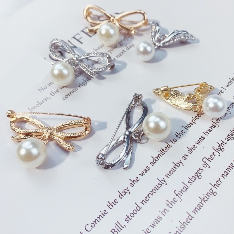 Ins ขนาดใหญ่ โบ เข็มกลัด Pin / มุกเทียม จี้ พู่ เข็มกลัด Pins / แฟชั่น เครื่องประดับ อุปกรณ์ - รูปที่ 3