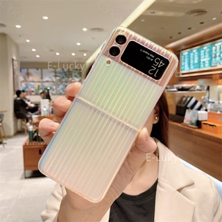 ใหม่ เคส Samsung Galaxy Z Flip3 / Z Fold3 / Z ฝาพับ ใส เคลือบด้าน สีสัน เพชรสีม่วง หรูหรา Tpu เคสด้านหลัง สําหรับ Samsung รุ่นพับ