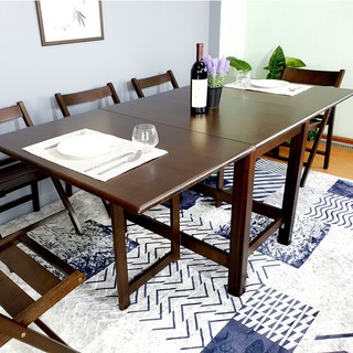 (ราคาเฉพาะโต๊ะทานอาหารพับได้)Evergreen-Furniture Folding Table T-1897-D ทำจากไม้ยางพารา ( มี 2 สีให้เลือก )