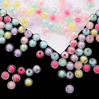 8mm 110pcs Round Beads With Hole Colorfur Acrylic Matte Transparent DIY For Jewelry Making Craft