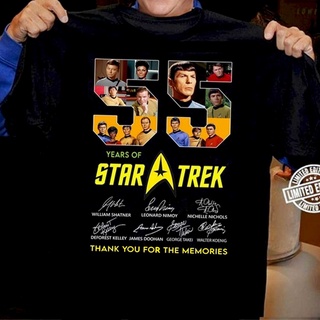 เสื้อยืดคอกลมเสื้อยืดคอกลม ผ้าฝ้าย พิมพ์ลาย Star Trek สีดํา แฟชั่นสําหรับผู้ชาย และผู้หญิงผ้าฝ้ายแท้