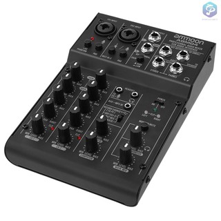 J&amp;F♬♪♬COD ammoon 4-Channel Mini Mixing Console Digital Audio Mixer 2-band EQ Built-in 48V Phantom Power 5V USB Powered for Home Studio Recording DJ Network Live Broadcast Karaoke AGM04