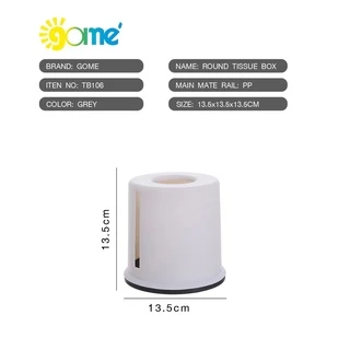GlobalHouse GOME กล่องทิชชู่พลาสติกกลม ขนาด 13.5×13.5×13.5 ซม. รุ่น TB106 สีเทา สินค้าของแท้คุณภาพดี