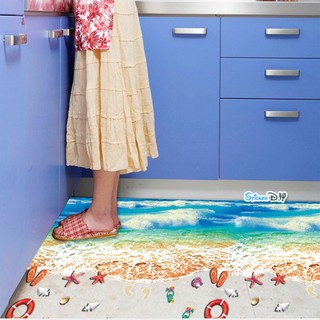 SALE Wall Sticker สติ๊กเกอร์ติดผนังสามมิติ 3D ชายหาด SK9174N (กว้าง90cm.xสูง60cm)