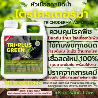 ราคาไตรโคเดอร์มา เชื้อสด ชนิดน้ำ ขนาด 1 ลิตร กำจัดโรค เชื้อรา ราก โคนเน่า ใบหงิก ใบจุด ชีวภาพ ไม้ด่าง Trichoderma green park