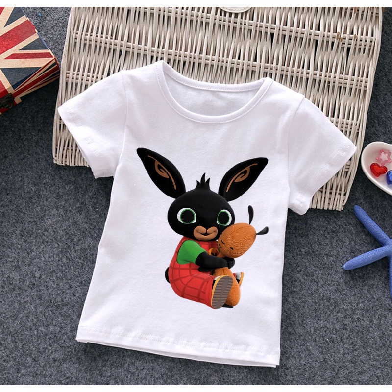 เสื้อยืด พิมพ์ลายกราฟฟิคกระต่ายน่ารัก สําหรับเด็กผู้หญิง และเด็กผู้ชาย 2022 - รูปที่ 6