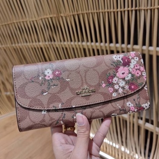 COACH F29395 SLIM ENVELOPE WALLET IN SIGNATURE CANVAS WITH FLORAL BUNDLE PRINT