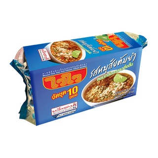 ไวไว บะหมี่กึ่งสำเร็จรูป รสหมูสับต้มยำ 60 กรัม x 10 ซอง Wai Wai Instant Noodles Minced Pork Tom Yum Flavour 60g x 10 pcs