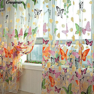 Gregorio ผ้าม่านพิมพ์ลายผีเสื้อ Sheer Window Curtains for Living Living ห้องนอน